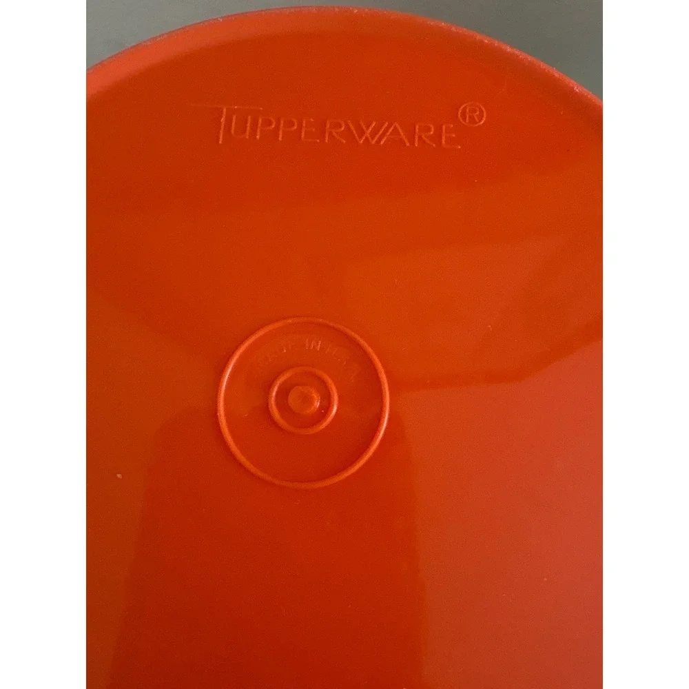 Vintage Tupperware Orange Servalier Canister Set Flour Brown Sugar Sunburst Lids
